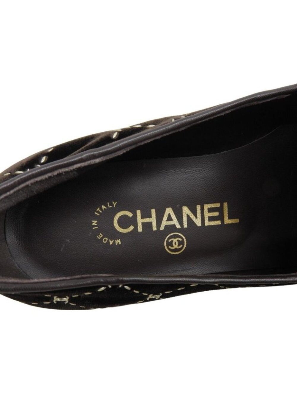 Chanel Quilted Stitch Velor Opera Shoes Slip-on Dark Brown - Picture 8 of 8